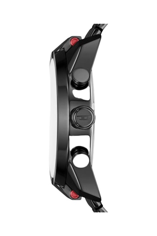 Montre à quartz en acier - Chronographe - Noir et rouge