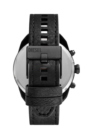 Montre à quartz en cuir - Chronographe - Noir et rouge