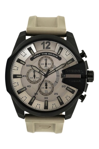 Montre à quartz en silicone - Chronographe - Beige et noir