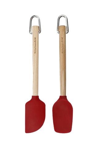 2 spatules en silicone, bois de bouleau et acier inoxydable