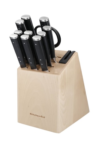 Bloc de 11 pièces en acier inoxydable et bois