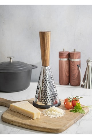 Râpe en acier inoxydable et bois Gourmet Cheese - 11 x 11 x 28,5 cm