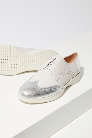 Derbys en cuir Blanc et argenté