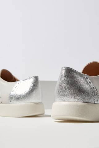 Derbys en cuir Blanc et argenté