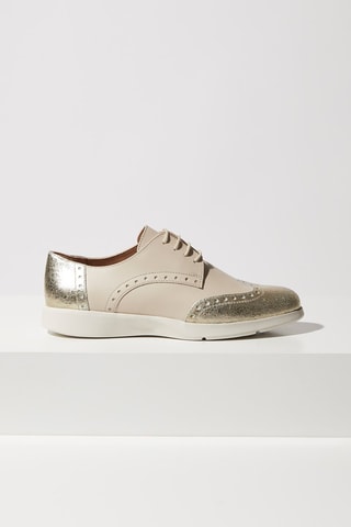 Derbys en cuir Beige et doré