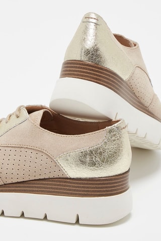 Richelieus compensés en nubuck Nude et doré