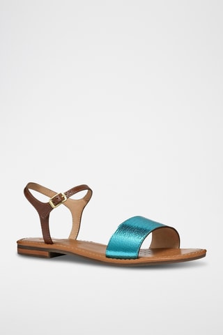 Sandales en cuir de chèvre Sozy - Turquoise et marron