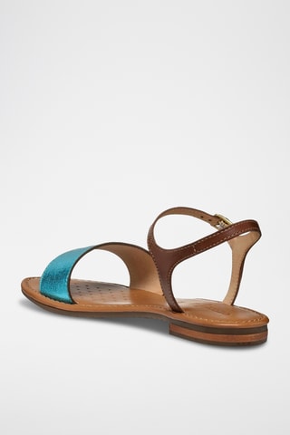 Sandales en cuir de chèvre Sozy - Turquoise et marron