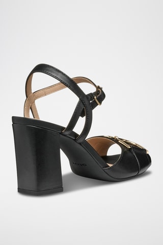 Sandales à talons en cuir de mouton Eraklia - Noir