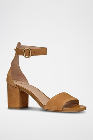 Sandales à talons en cuir de chèvre nubuck Virnilisa - Marron clair