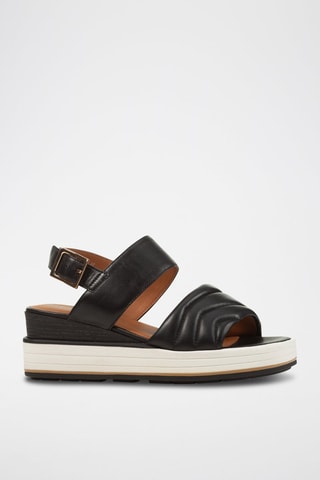 Sandales compensées en cuir de mouton nappa Rosita B - Noir