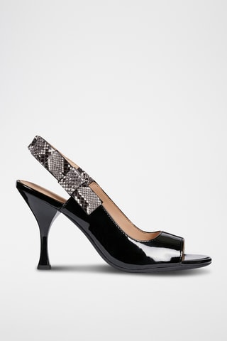 Sandales à talons en cuir verni Elisangel - Noir