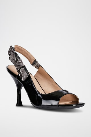 Sandales à talons en cuir verni Elisangel - Noir