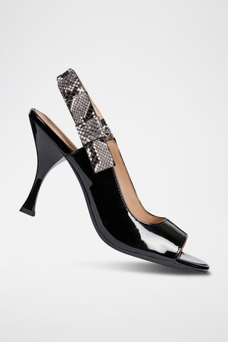 Sandales à talons en cuir verni Elisangel - Noir