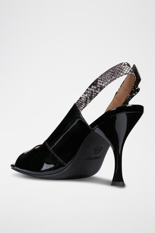 Sandales à talons en cuir verni Elisangel - Noir