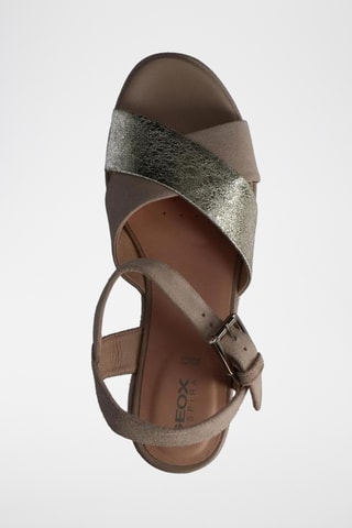 Sandales compensées en cuir Zerfie - Doré et taupe