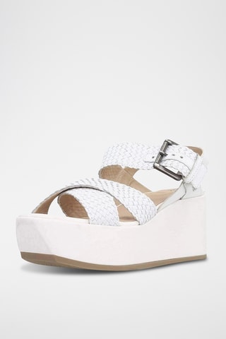 Sandales compensées en cuir Zerfie - Blanc