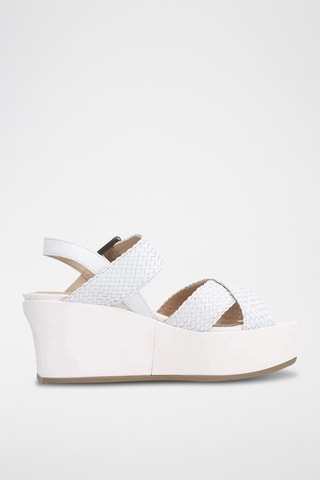Sandales compensées en cuir Zerfie - Blanc