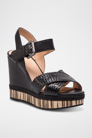 Sandales compensées en cuir Yulimar - Noir