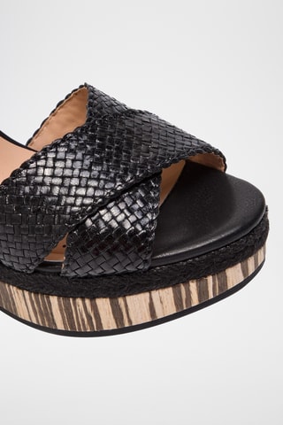 Sandales compensées en cuir Yulimar - Noir