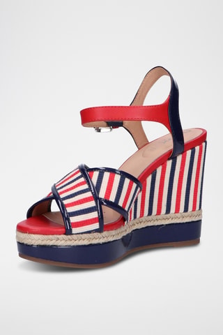 Sandales compensées en cuir Yulimar - Rouge et bleu marine