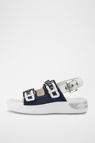 Sandales plateformes en nubuck Ottaya - Bleu marine et blanc