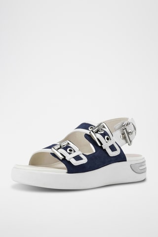 Sandales plateformes en nubuck Ottaya - Bleu marine et blanc
