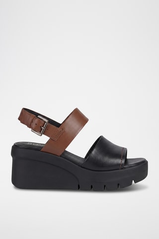 Sandales compensées en cuir Torrence - Noir et marron clair