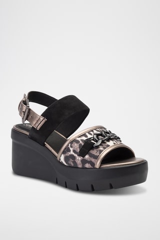 Sandales compensées en cuir Torrence - Noir