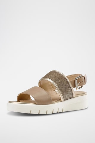 Sandales compensées en cuir Wimbley - Taupe