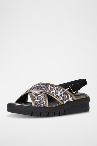 Sandales compensées en cuir Wimbley - Gris
