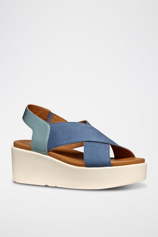 Sandales à talons plateformes en cuir nubuck Xan2.2S  - Bleu
