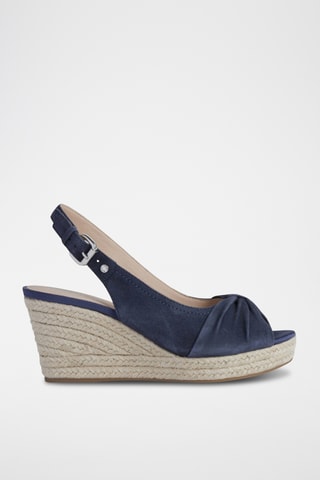 Sandales compensées en nubuck Soleil - Bleu marine