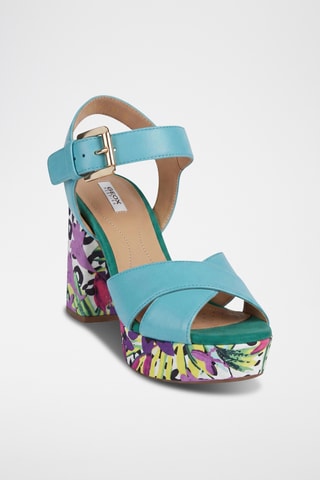 Sandales à talons en cuir nappa Galene - Turquoise