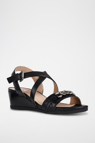 Sandales compensées en cuir Marykarmen - Noir