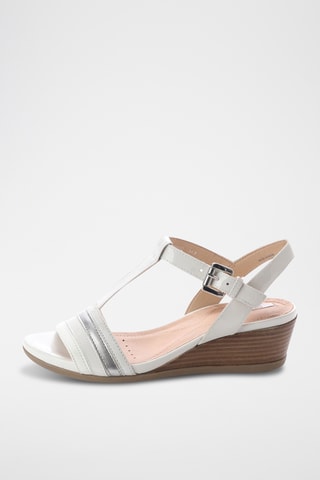 Sandales compensées en cuir verni Marykarmen - Ecru