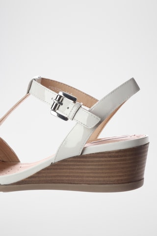 Sandales compensées en cuir verni Marykarmen - Ecru