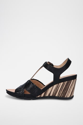 Sandales compensées en cuir Dorotha - Noir