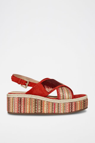 Sandales plateformes en cuir de chèvre Shakima - Rouge et fuchsia
