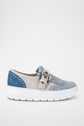 Mocassins plateformes en nubuck Kaula - Ecru et vert d’eau