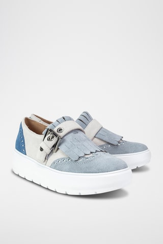 Mocassins plateformes en nubuck Kaula - Ecru et vert d’eau