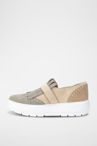 Mocassins plateformes en nubuck Kaula - Beige et gris foncé