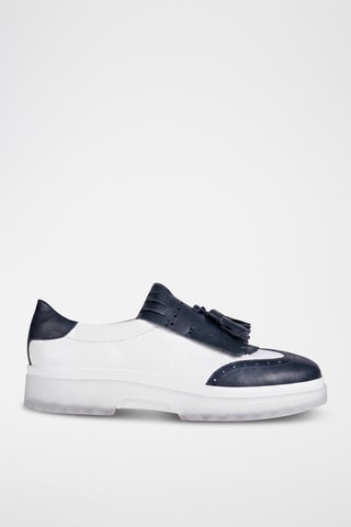 Mocassins en cuir Myluse - Blanc et bleu marine