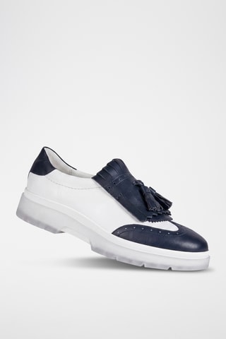 Mocassins en cuir Myluse - Blanc et bleu marine
