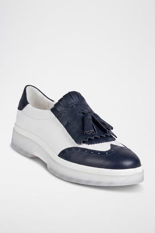 Mocassins en cuir Myluse - Blanc et bleu marine
