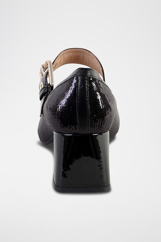 Babies à talons en cuir verni Seyla - Noir