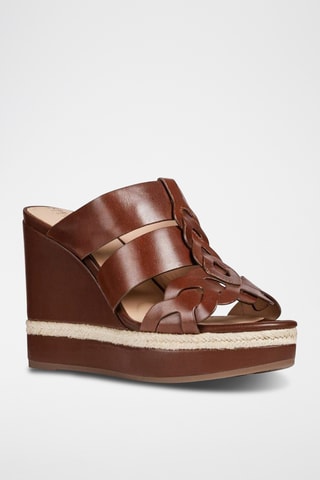 Mules compensées en cuir Yulimar - Marron
