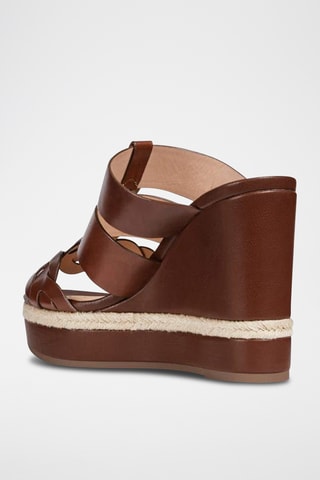 Mules compensées en cuir Yulimar - Marron