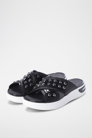 Mules plateformes en cuir Ottaya - Noir