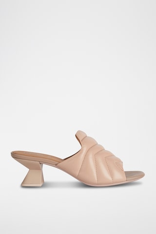 Mules à talons en cuir de mouton nappa Onice - Nude
